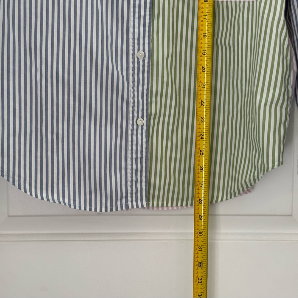Abercrombie & Fitch Green Blue Pink Striped Shirt Long Sleeve Oversized - Picture 6 of 11